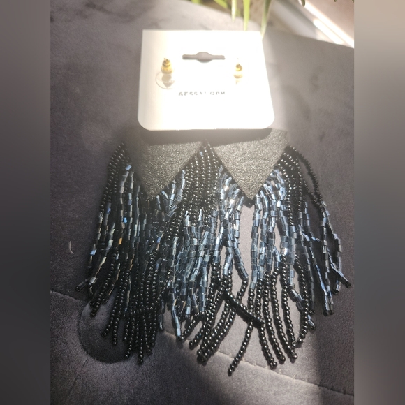 Sold!!! Beautiful Black and Silver Beaded Tassel Earrings - Picture 10 of 16